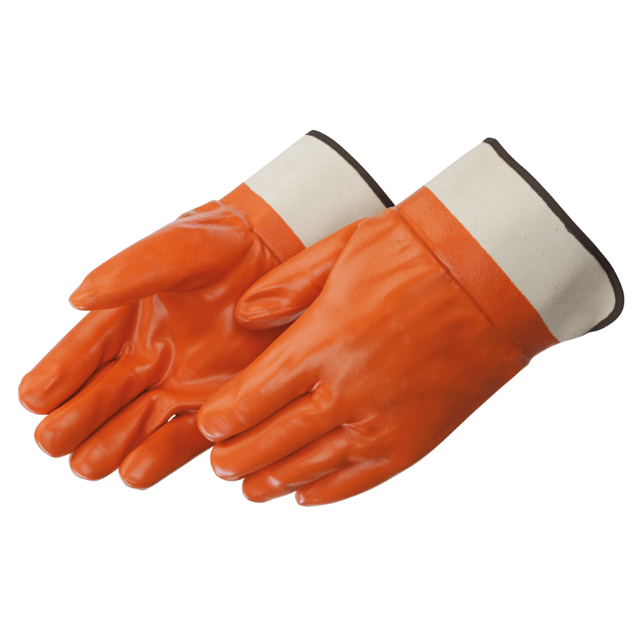 PVC Coated Foam Lined Orange Glove w/Safety Cuff