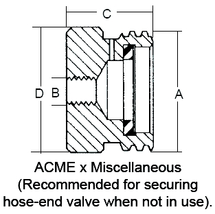 1-3/4" BRASS ACME X 3/8"-16UNC THREADED ADAPTER