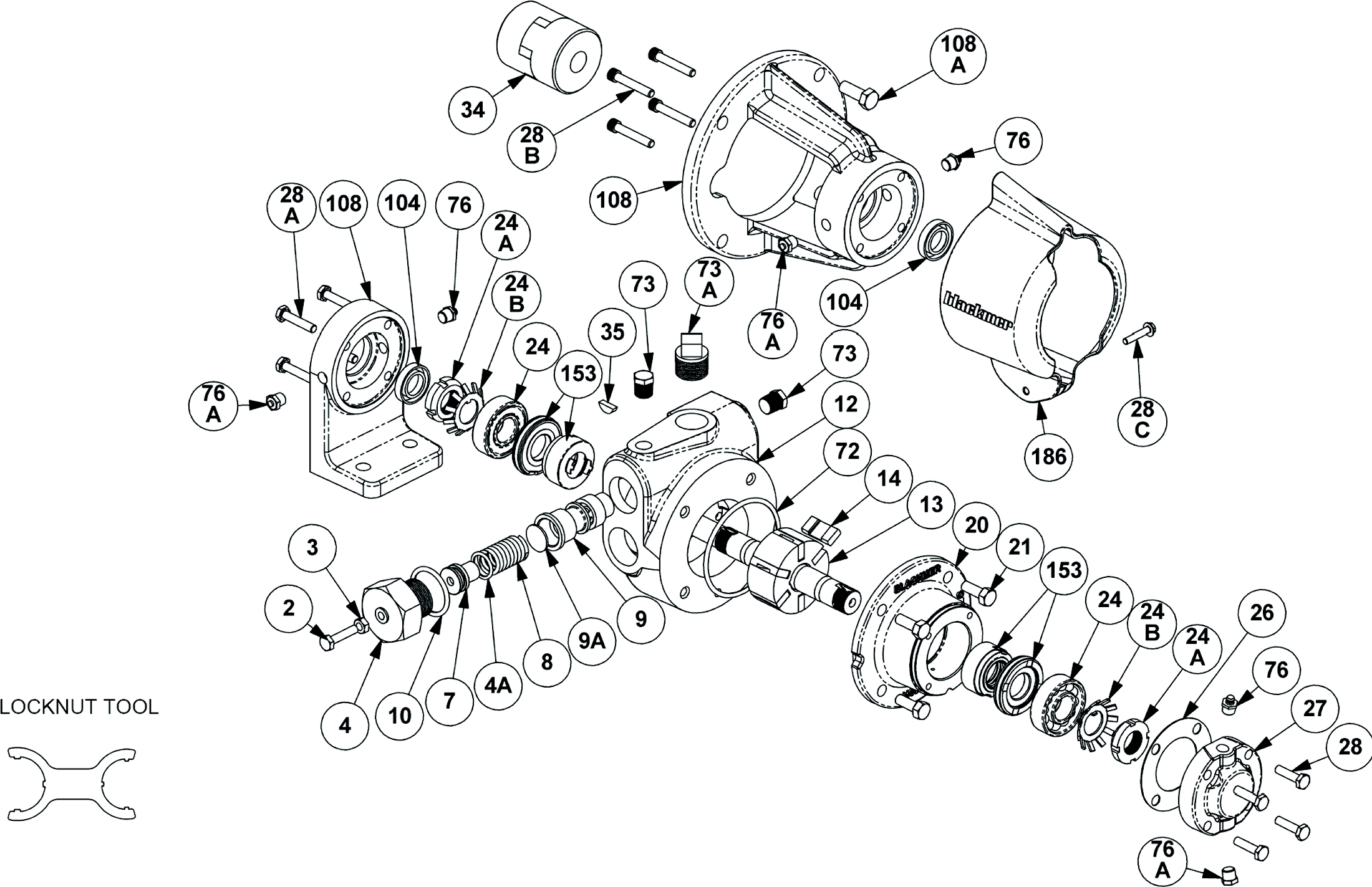 Rotor & Shaft Assembly, Six Vane 2 (Includes Ref. Nos. 24A & 24B)