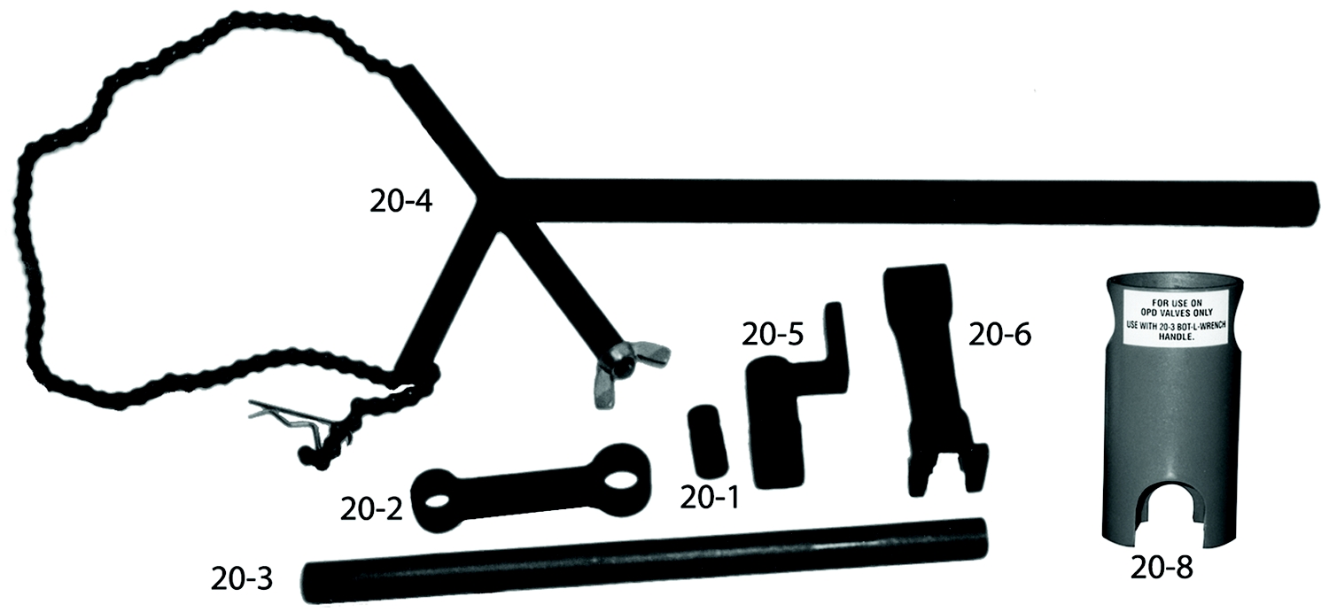 Wrench for OPD cylinder valve